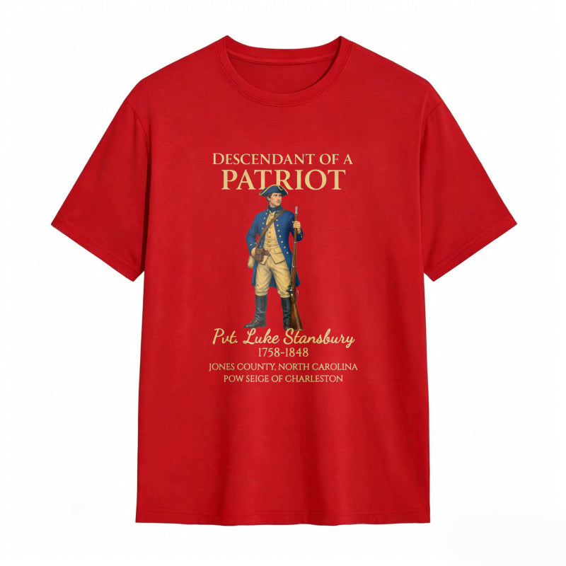 Descendant Of A Patriot Revolutionary War Soldier Portrait With Historical Text T-shirt