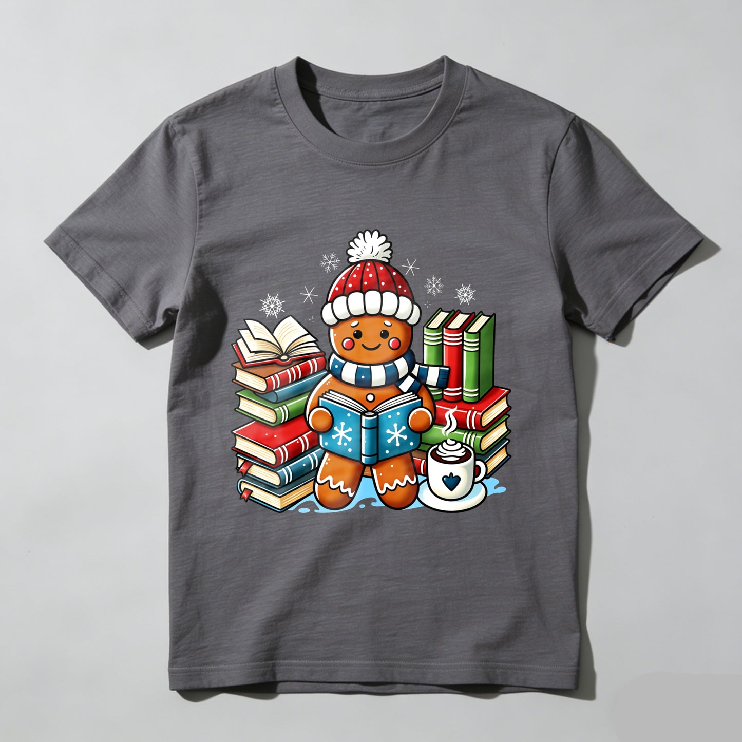 Wardrobecart Gingerbread Cookie Reading Books With Coffee Unisex Classic T-shirt