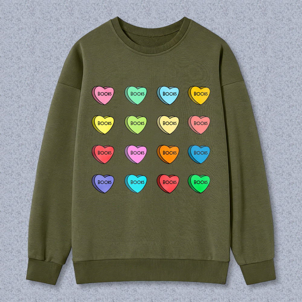 Wardrobecart Heart Shaped Book Candy Pattern Unisex Classic Sweatshirt
