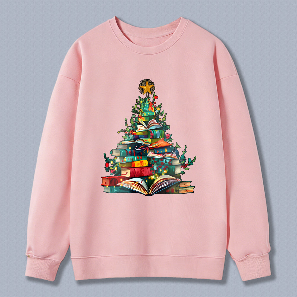 Wardrobecart Christmas Tree Made Of Books Unisex Classic Sweatshirt