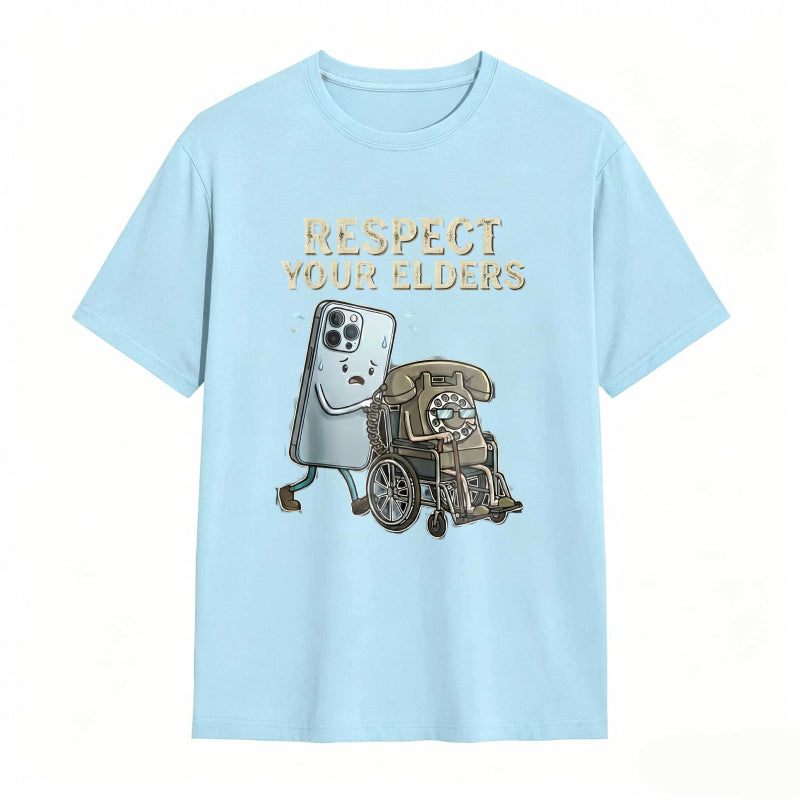 Respect Your Elders Gadget Evolution Humor Graphic Tee