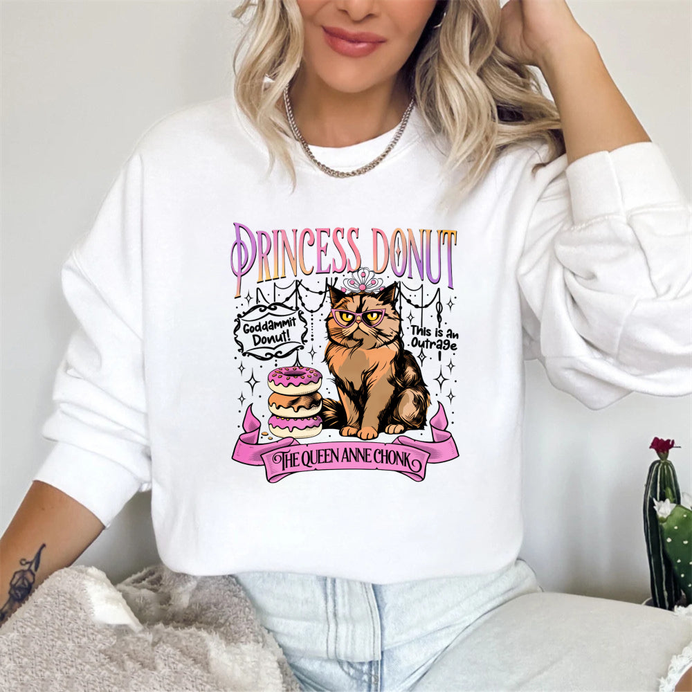 Wardrobecart Princess Donut Cat With Crown And Donuts Design Unisex Classic Sweatshirt