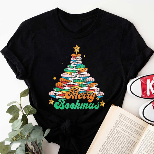 Wardrobecart Merry Bookmas Tree Made Of Books Unisex Classic T-shirt