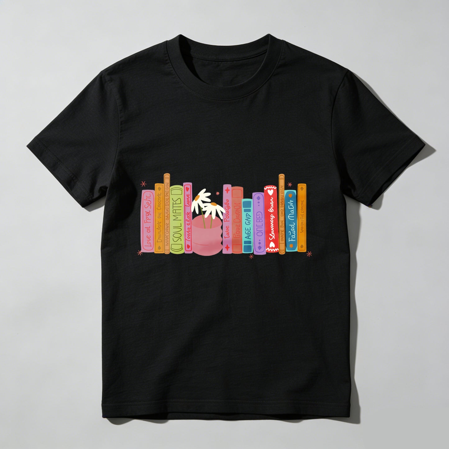 Wardrobecart Colorful Books And A Flower Pot Unisex Classic T-shirt