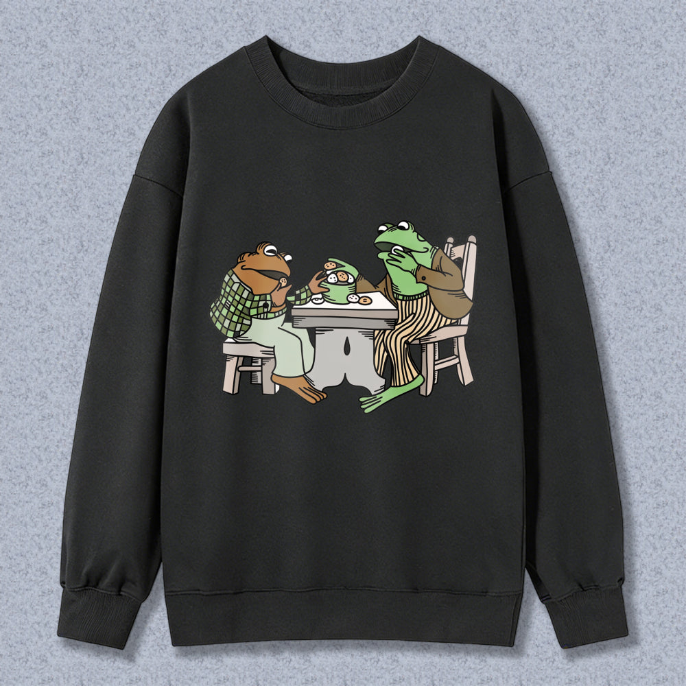 Wardrobecart Frogs Eating Pizza At Table Unisex Classic Sweatshirt