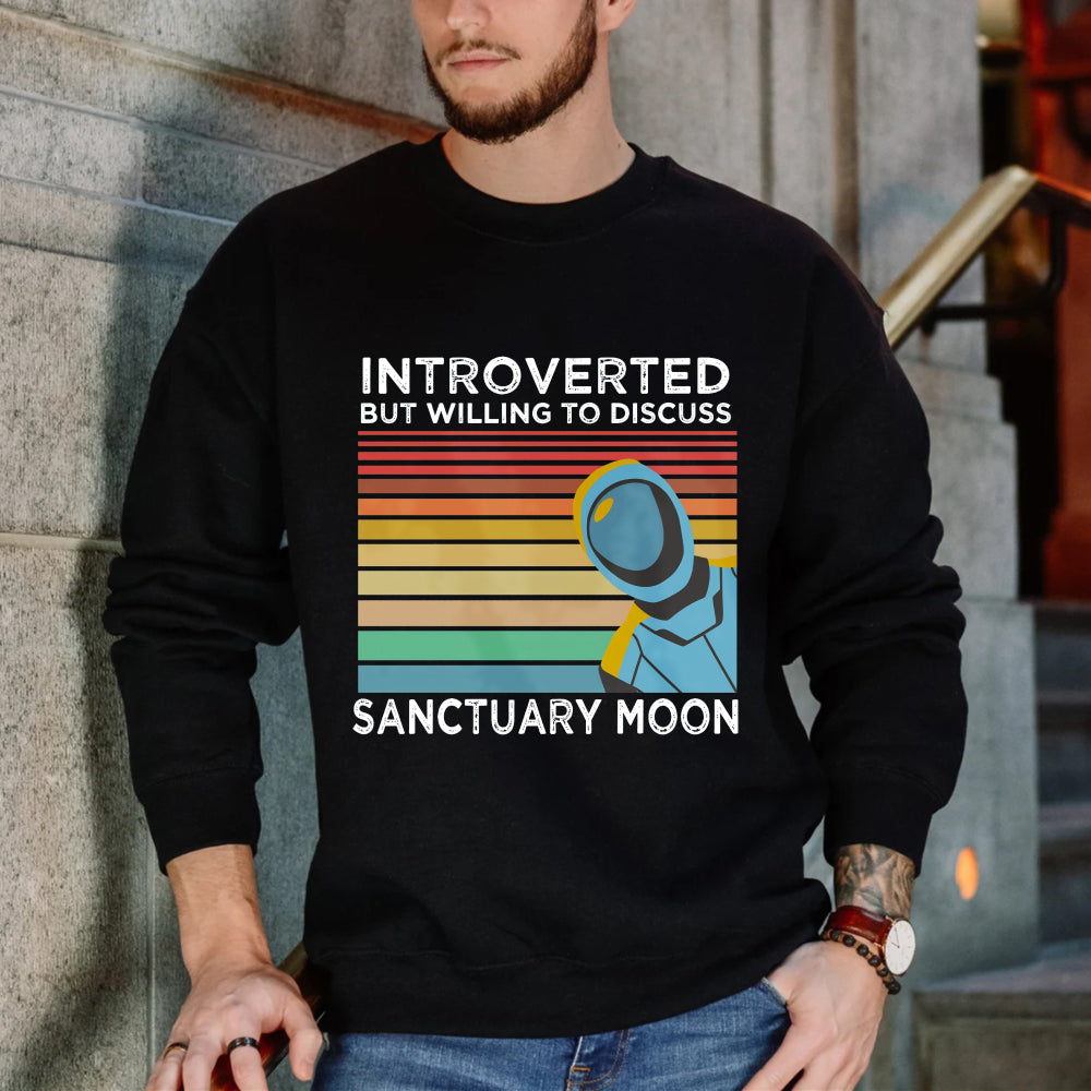 Wardrobecart Astronaut In Space With Rainbow Stripes And Text Introverted Sanguine Moon Unisex Classic Sweatshirt