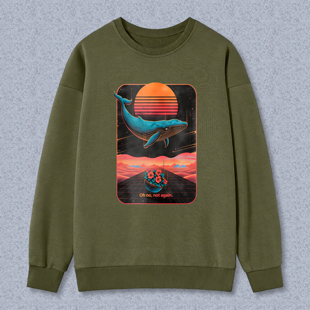Wardrobecart Whale And Sunset Landscape With Flower Boat Oh No Not Again Unisex Classic Sweatshirt
