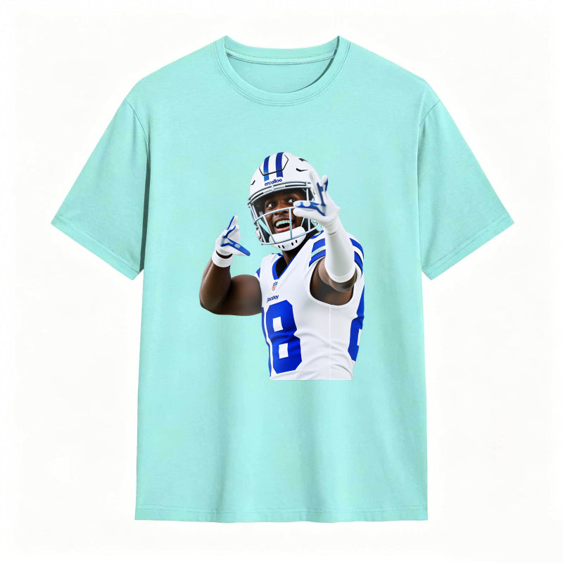 Football Player In Blue And White Uniform Making Peace Sign Unisex Classic T-shirt