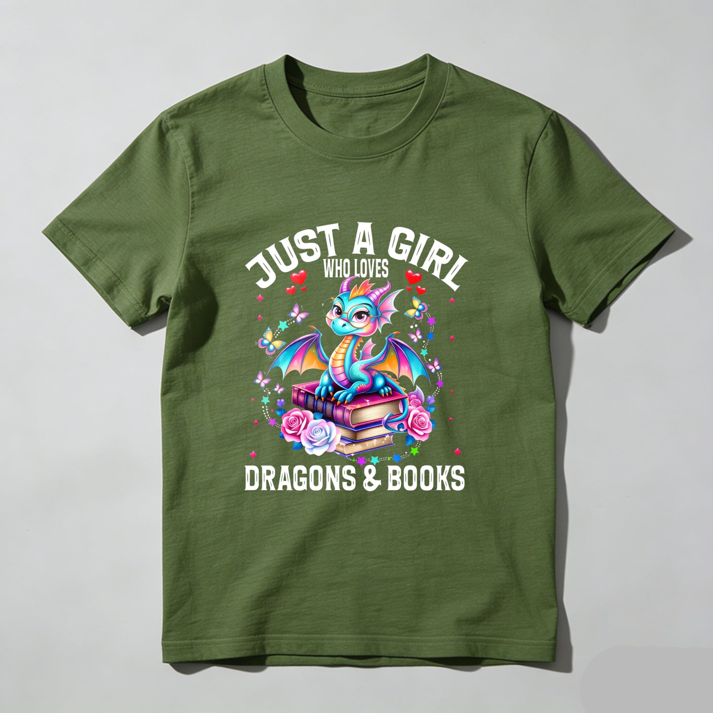 Wardrobecart Just A Girl Who Loves Dragons And Books Unisex Classic T-shirt