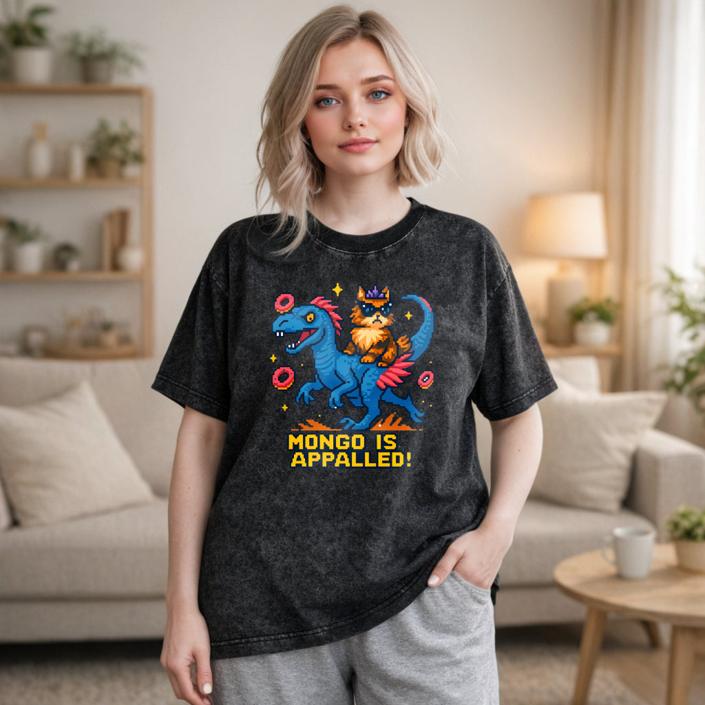 Wardrobecart Dinosaur And Cat With Donuts Mongo Is Appalled Unisex Washed T-shirt