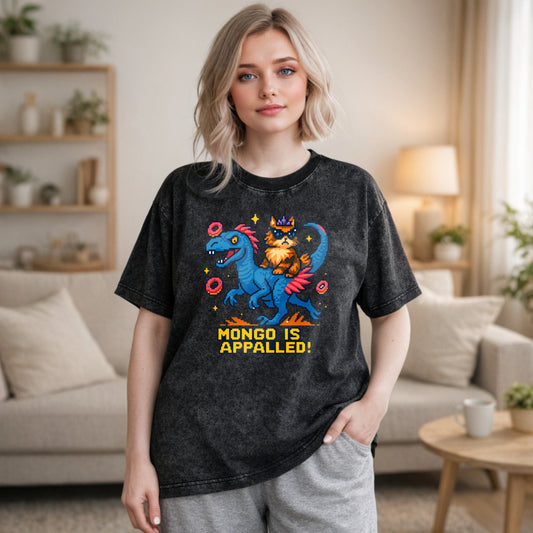 Wardrobecart Dinosaur And Cat With Donuts Mongo Is Appalled Unisex Washed T-shirt
