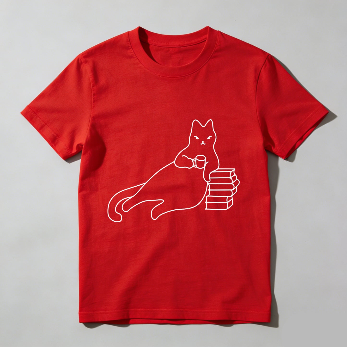Wardrobecart Cat Holding Book Stack With Coffee Cup Unisex Classic T-shirt