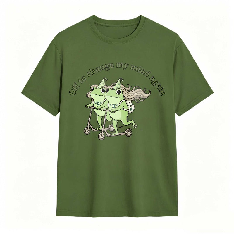 Frogs On Scooter With Text Off To Change My Mind Again Unisex Classic T-shirt