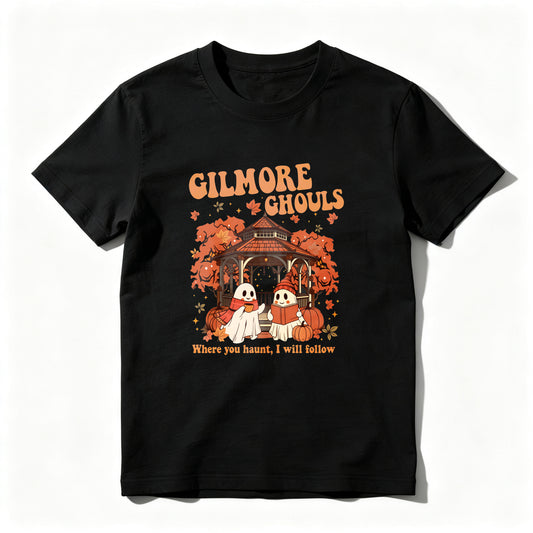 Wardrobecart Gilmore Ghouls Halloween Ghosts Pumpkin Gazebo Autumn Leaves Unisex Classic T-shirt