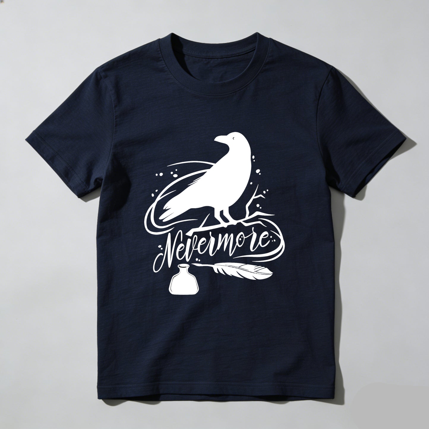 Wardrobecart Nevermore Raven With Feather And Bottle Unisex Classic T-shirt