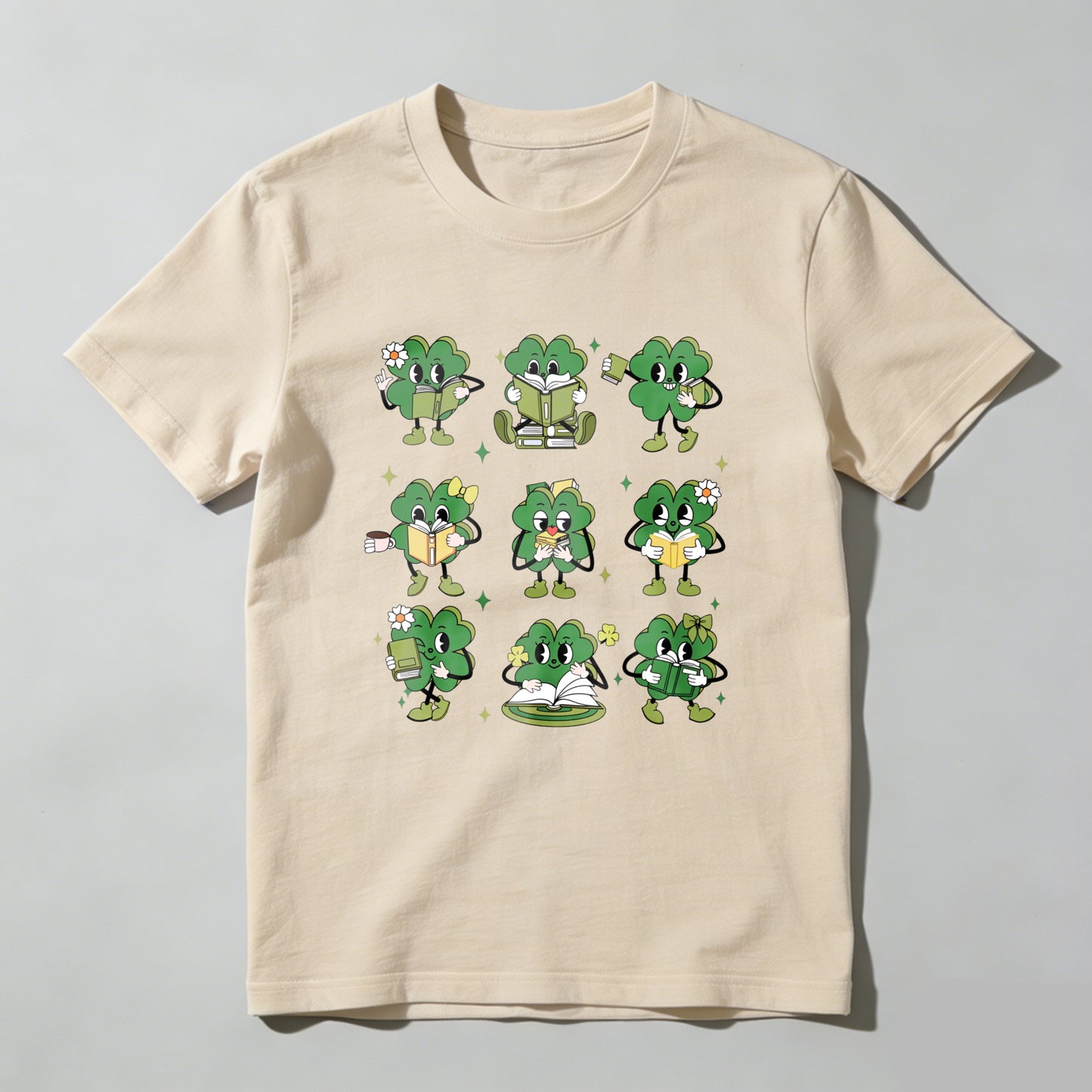 Wardrobecart Cute Clover Characters Reading Books Unisex Classic T-shirt