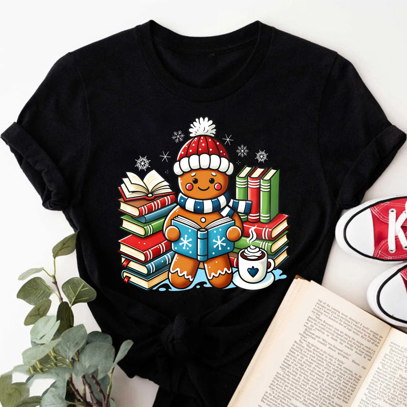 Wardrobecart Gingerbread Cookie Reading Books With Coffee Unisex Classic T-shirt