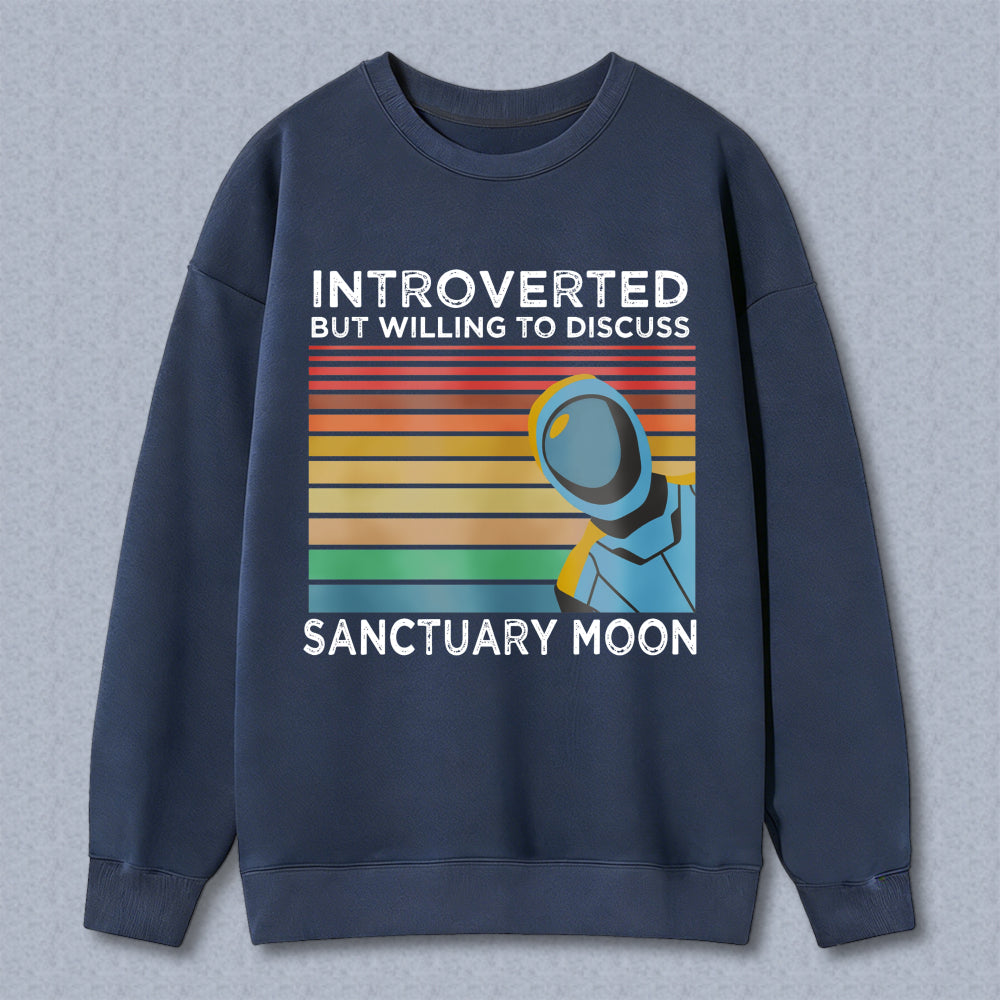 Wardrobecart Astronaut In Space With Rainbow Stripes And Text Introverted Sanguine Moon Unisex Classic Sweatshirt