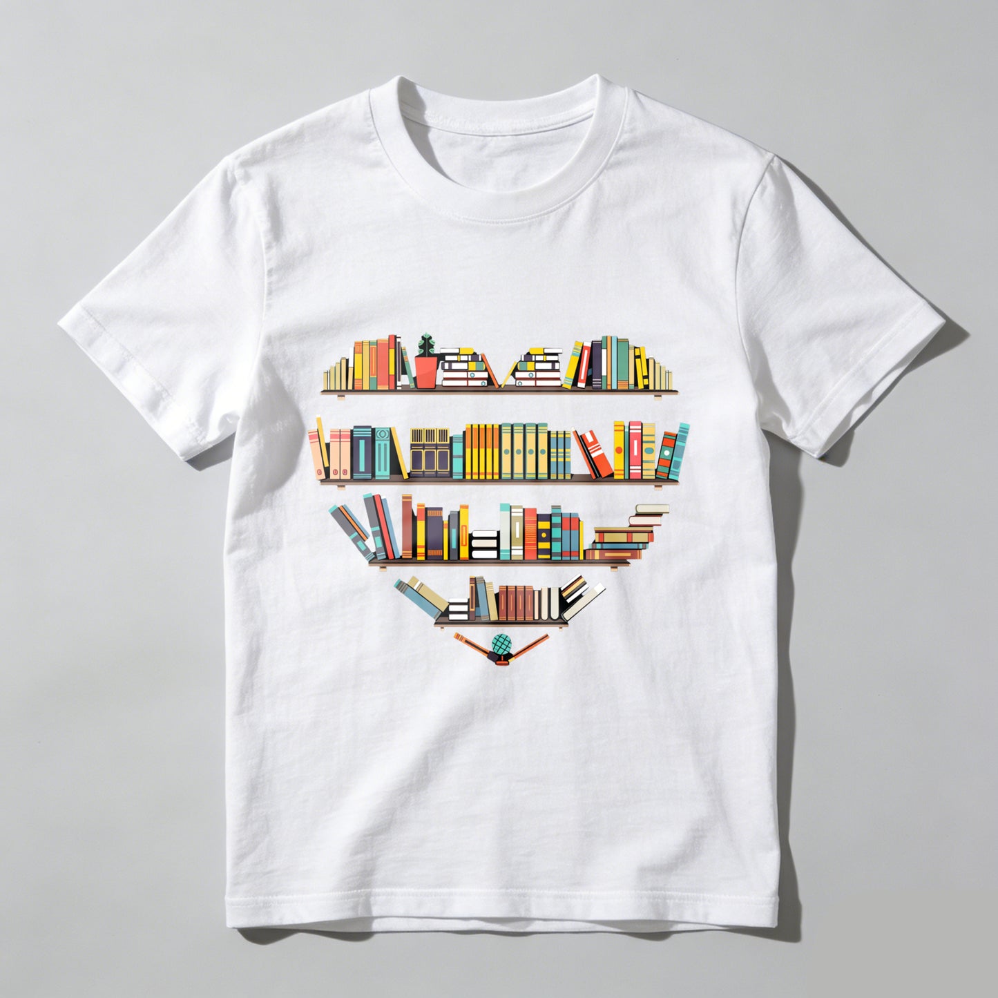 Wardrobecart Bookshelf Design With Colorful Books Unisex Classic T-shirt