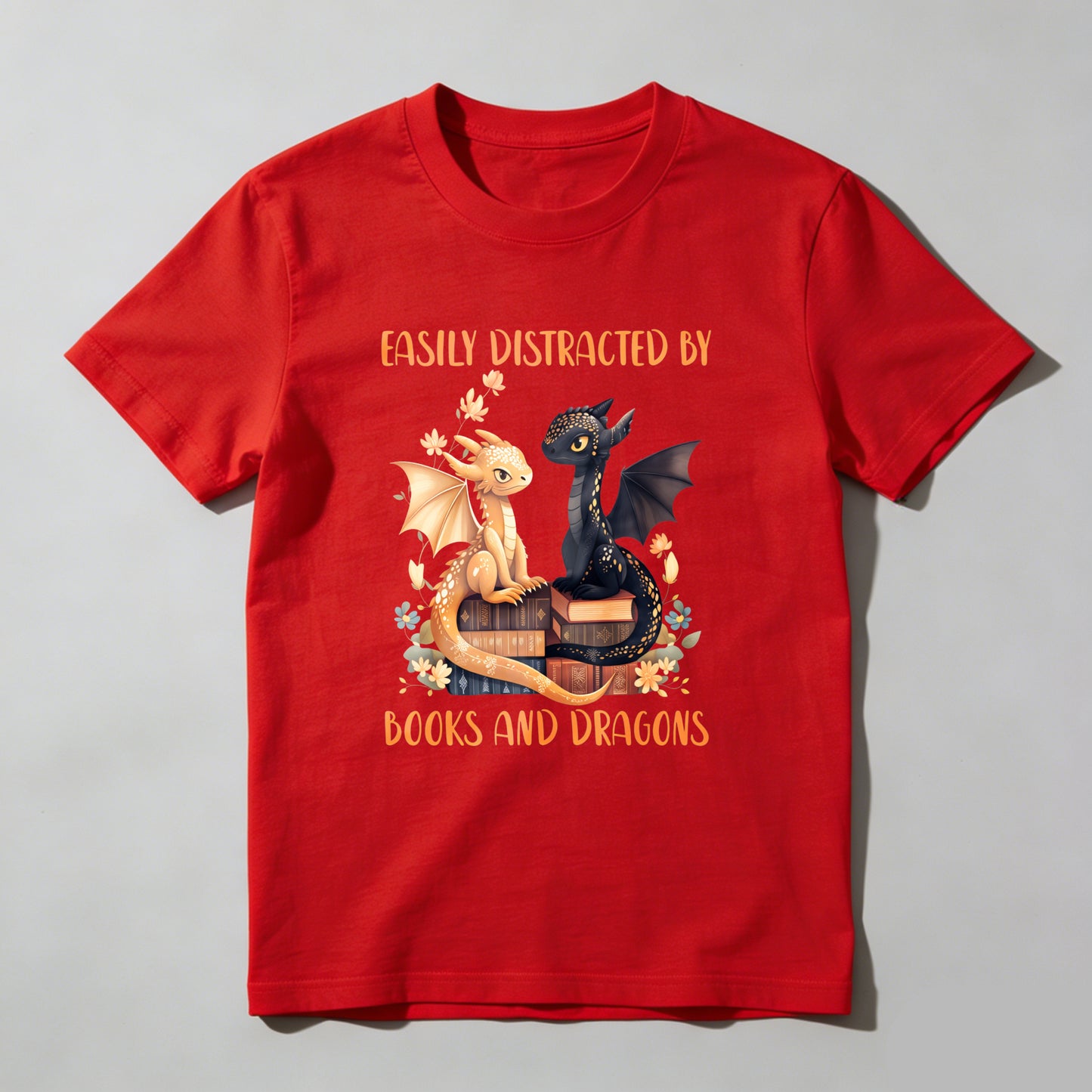 Wardrobecart Easily Distracted By Books And Dragons Unisex Classic T-shirt