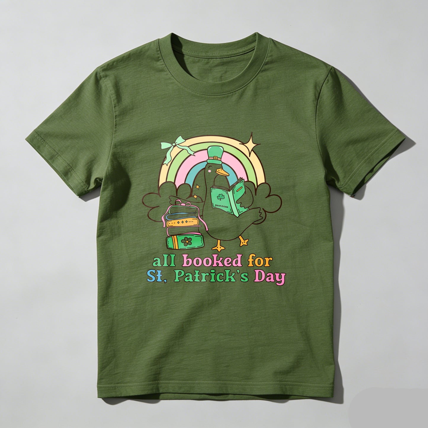 Wardrobecart Rainbow Duck Book Bag Shamrock Unisex Classic T-shirt