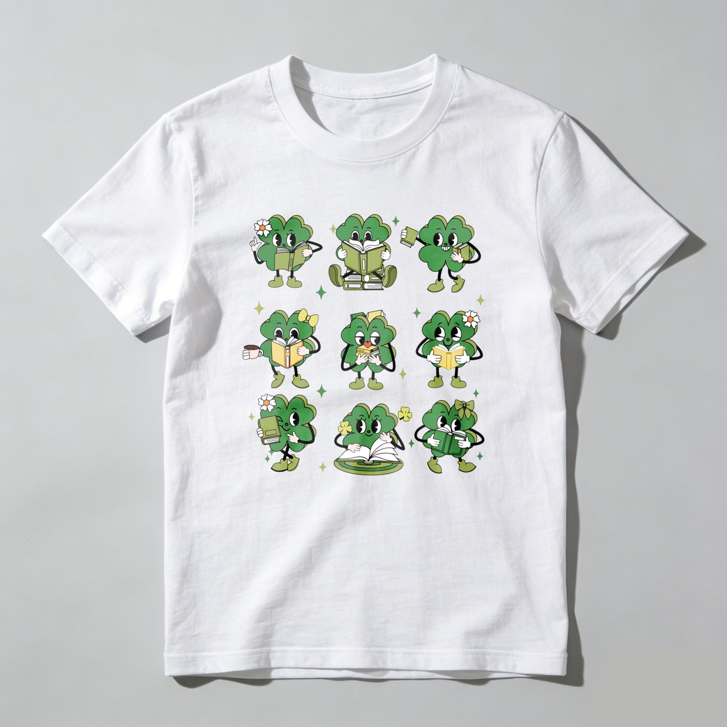 Wardrobecart Cute Clover Characters Reading Books Unisex Classic T-shirt