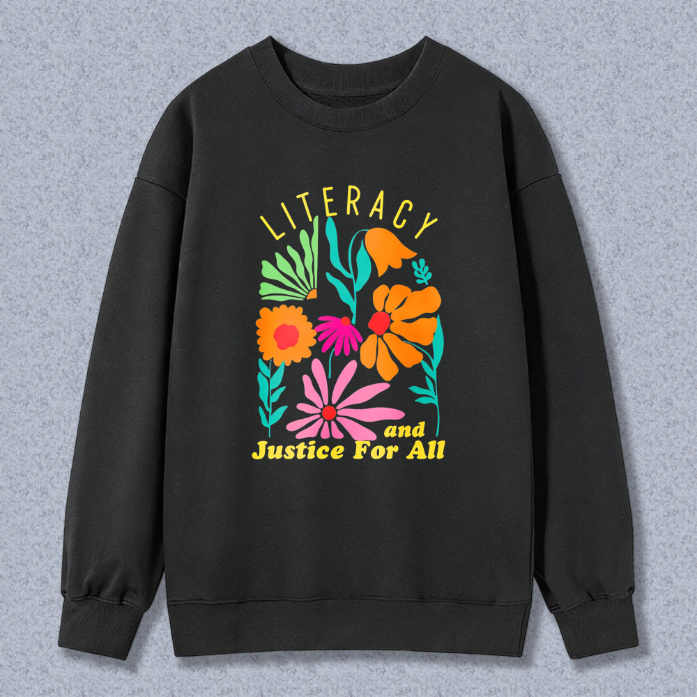 Wardrobecart Literacy And Justice For All Floral Design Unisex Classic Sweatshirt