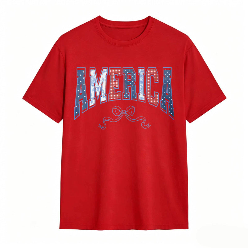 America Patriotic Stars And Stripes Design T-shirt