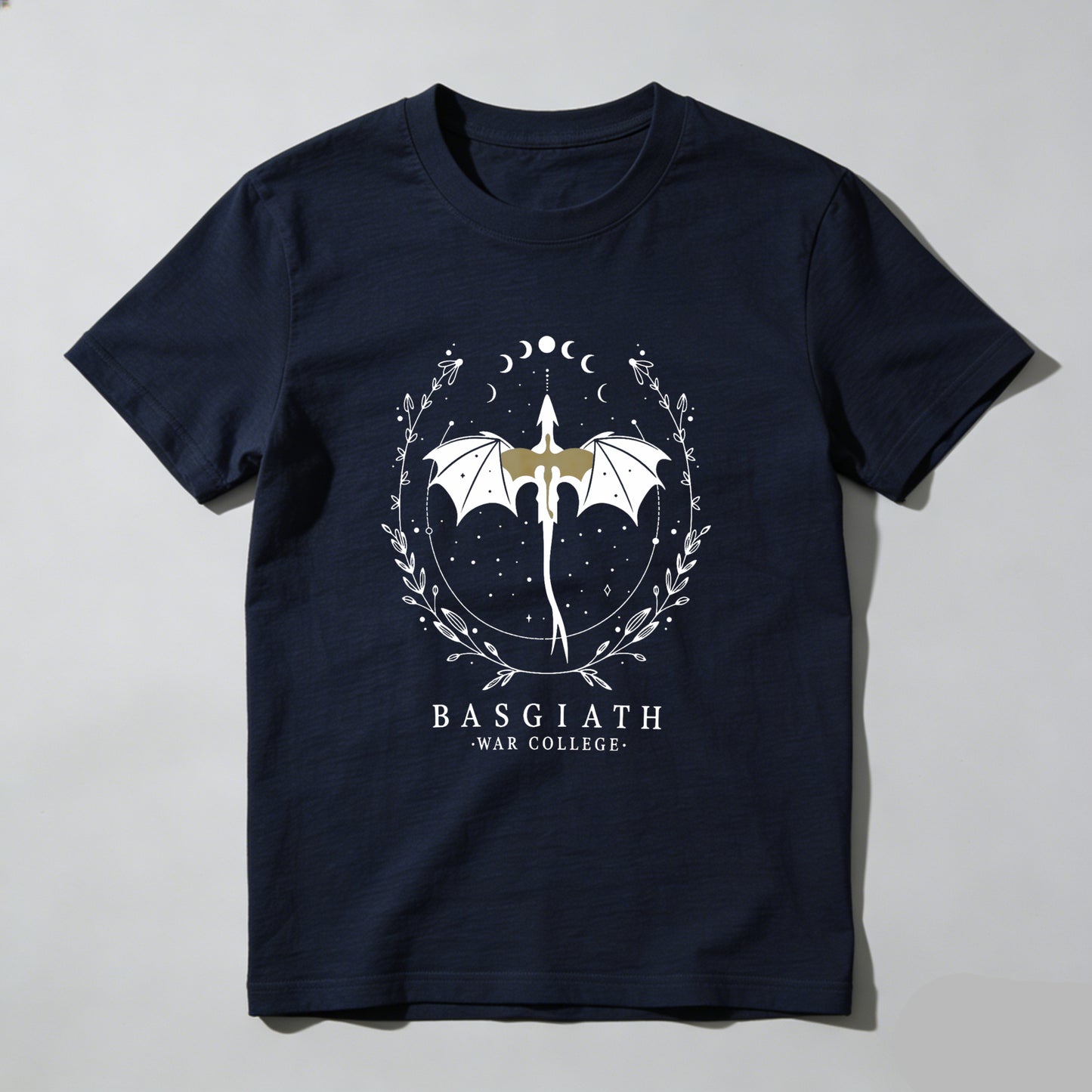 Wardrobecart Dragon Sword Moon Phases Wreath Stars Text Unisex Classic T-shirt