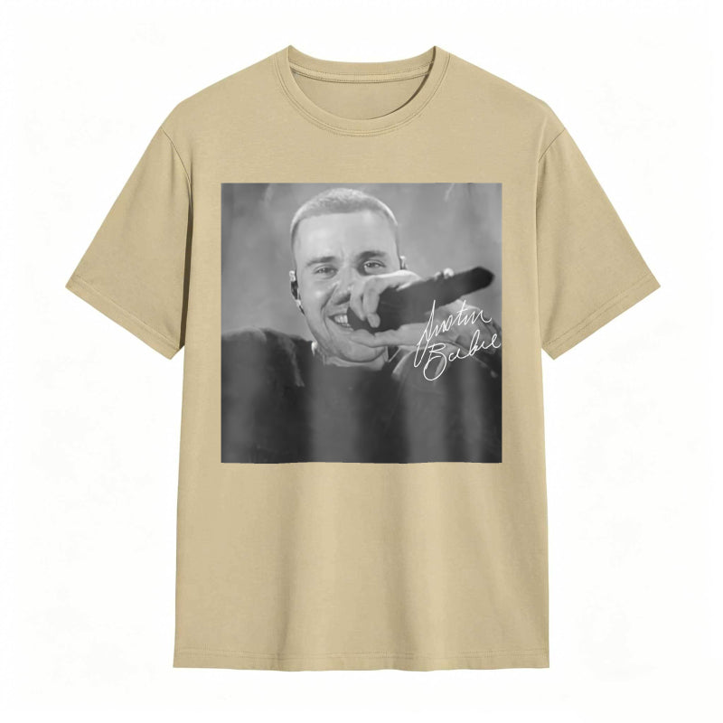 Justin Bieber Singing With Microphone Signature tshirt 100% cotton