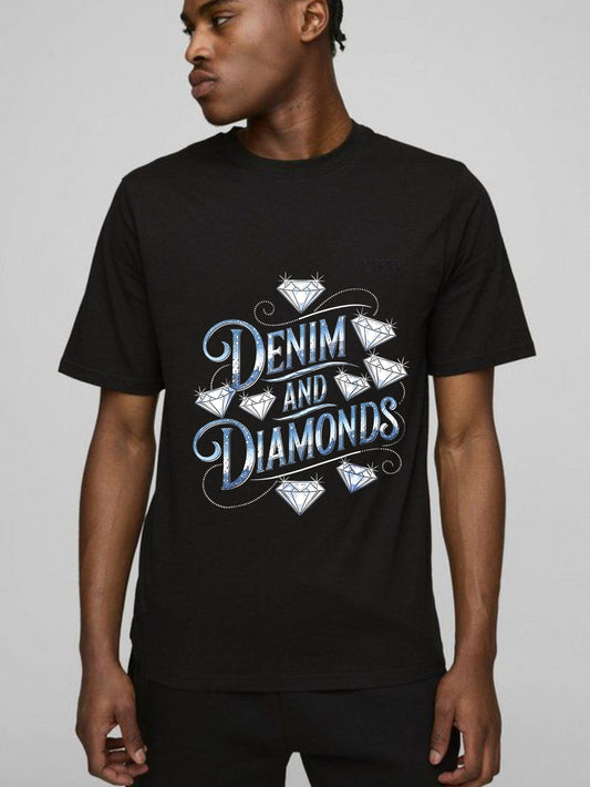 Denim And Diamonds Graphic Design T-shirt