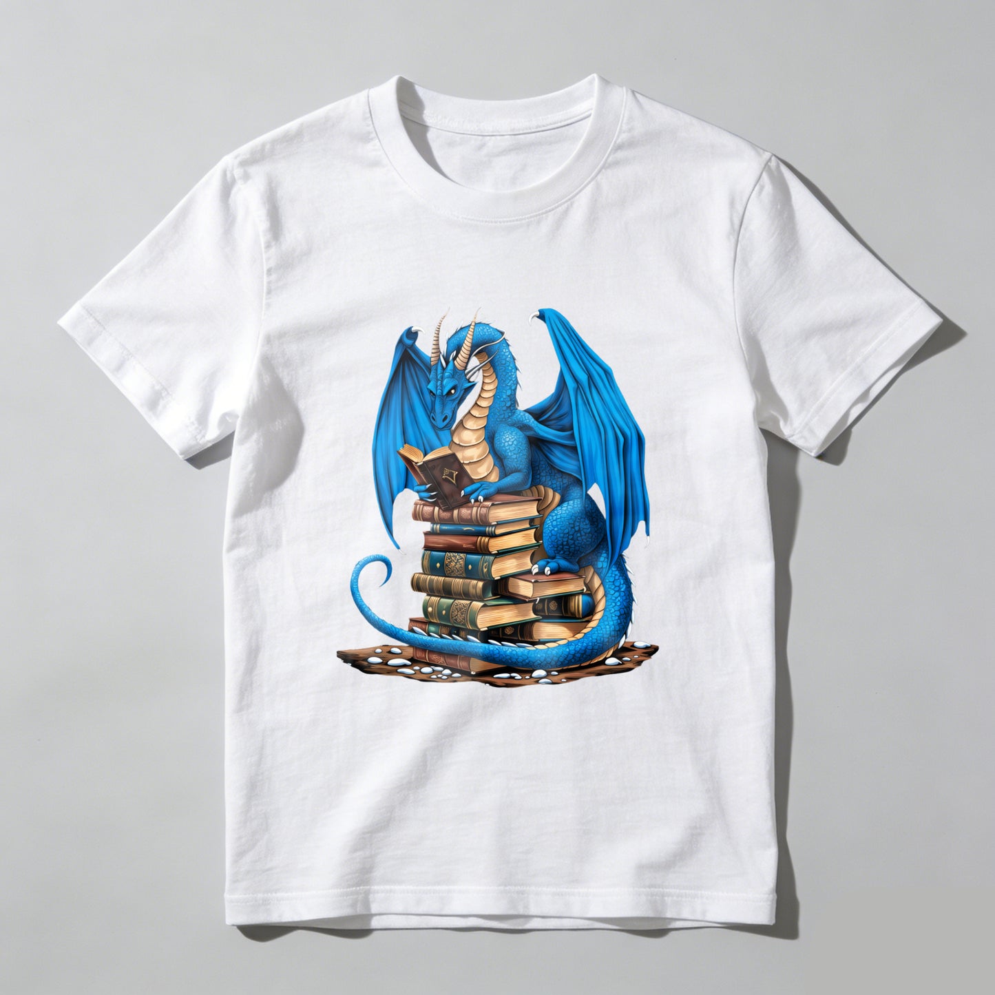 Wardrobecart Blue Dragon Reading Books Stack Unisex Classic T-shirt