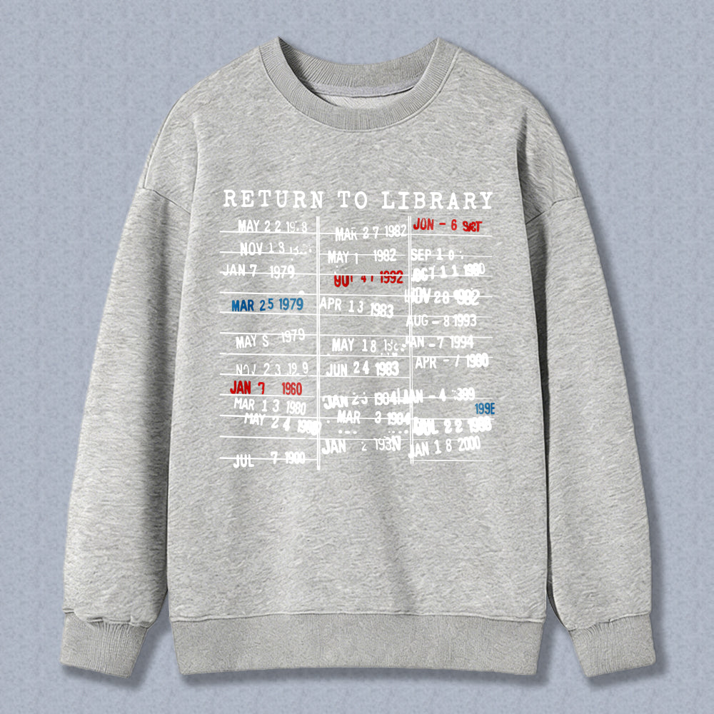Wardrobecart Return To Library Date List Pattern Unisex Classic Sweatshirt