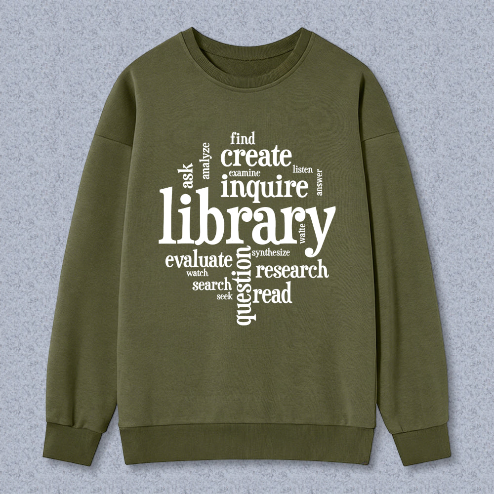 Wardrobecart Library Word Cloud Design Unisex Classic Sweatshirt