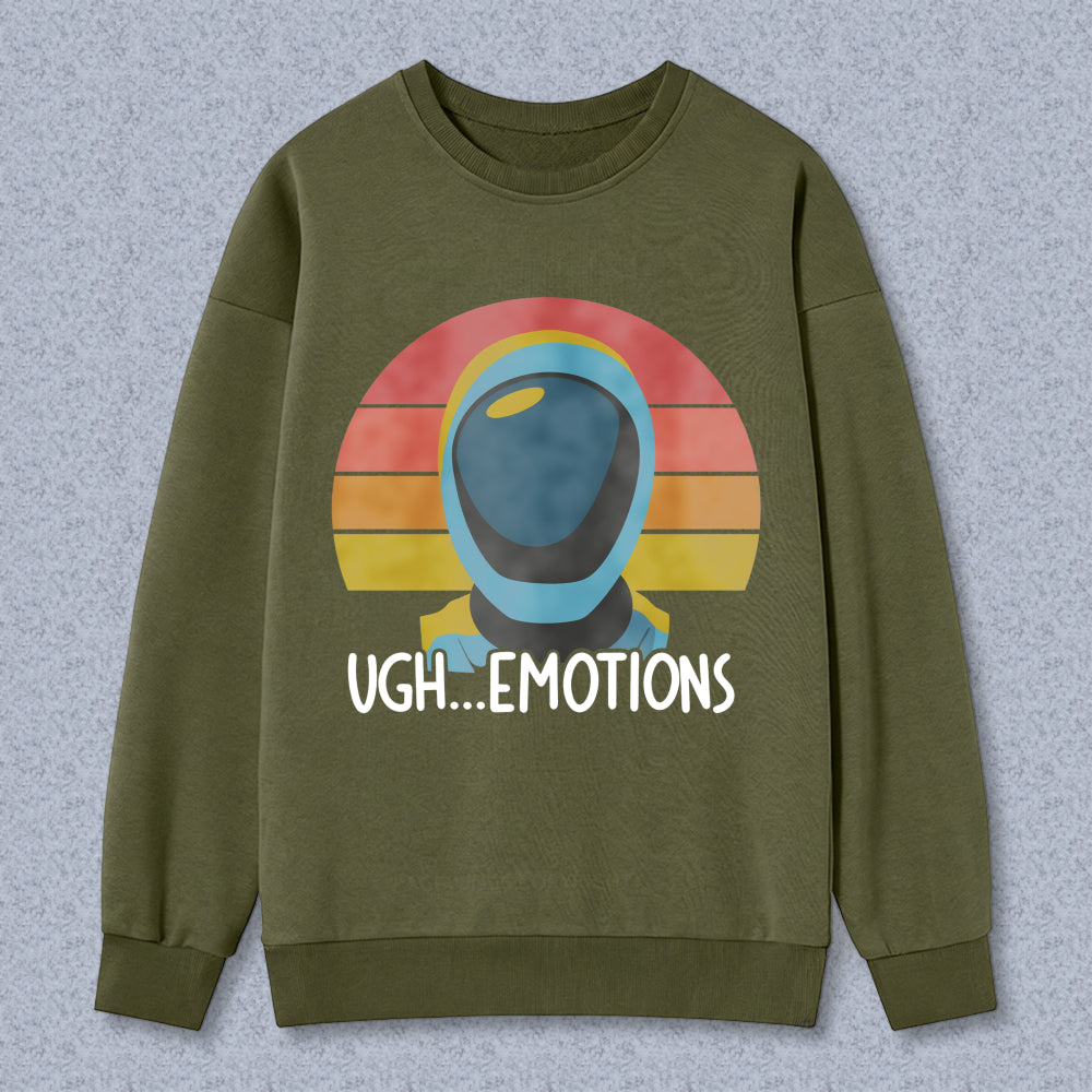 Wardrobecart Retro Astronaut With Sunset Background And Text Ugh Emotions Unisex Classic Sweatshirt