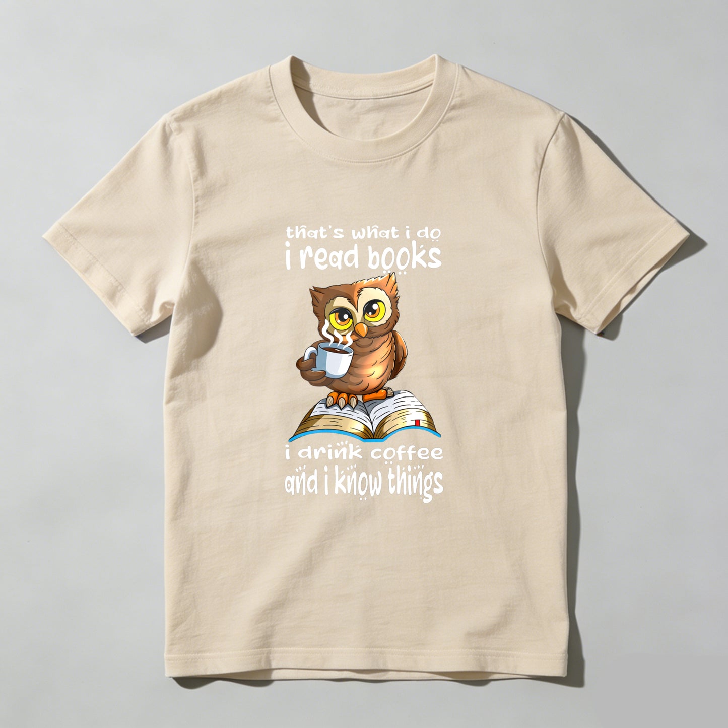 Wardrobecart Owl Reading Book Coffee Knowledge Saying Unisex Classic T-shirt