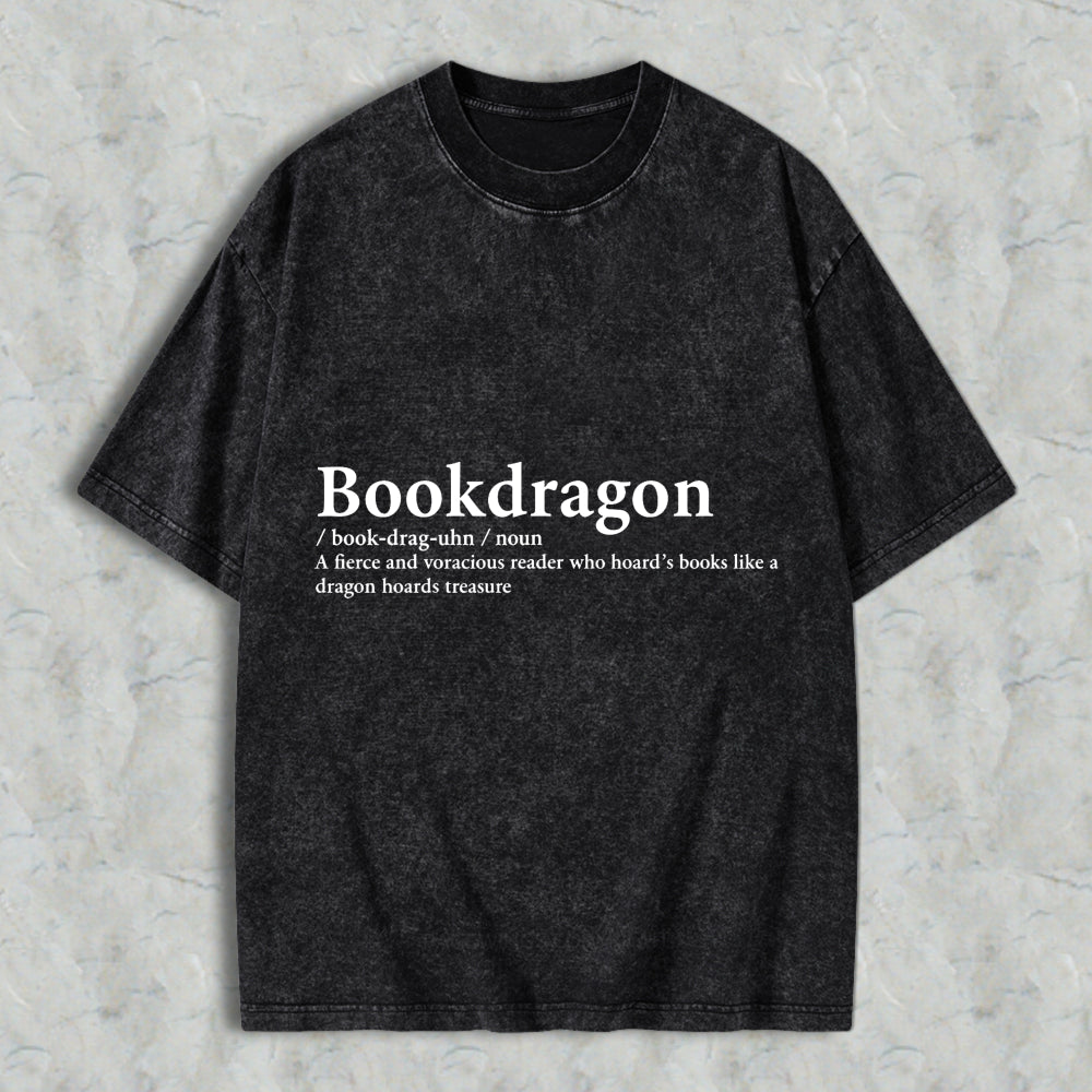 Wardrobecart Bookdragon Definition Unisex Washed T-shirt