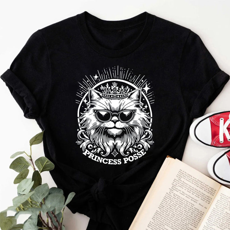 Wardrobecart Cat With Crown And Sunglasses Princess Posse Unisex Classic T-shirt
