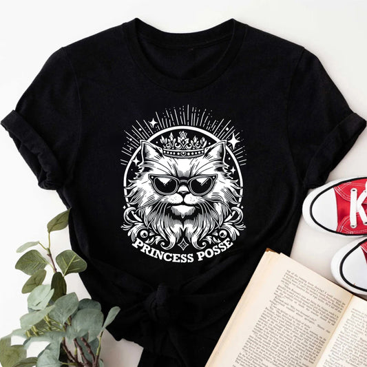 Wardrobecart Cat With Crown And Sunglasses Princess Posse Unisex Classic T-shirt