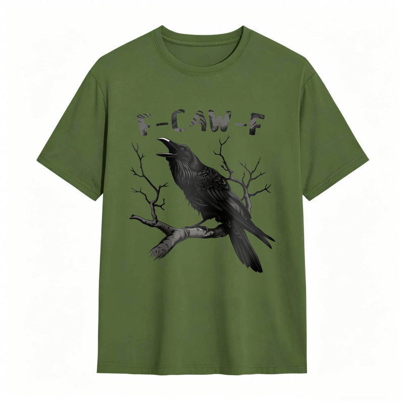 Crow On Branch With F Caw F Text Unisex Classic T-shirt