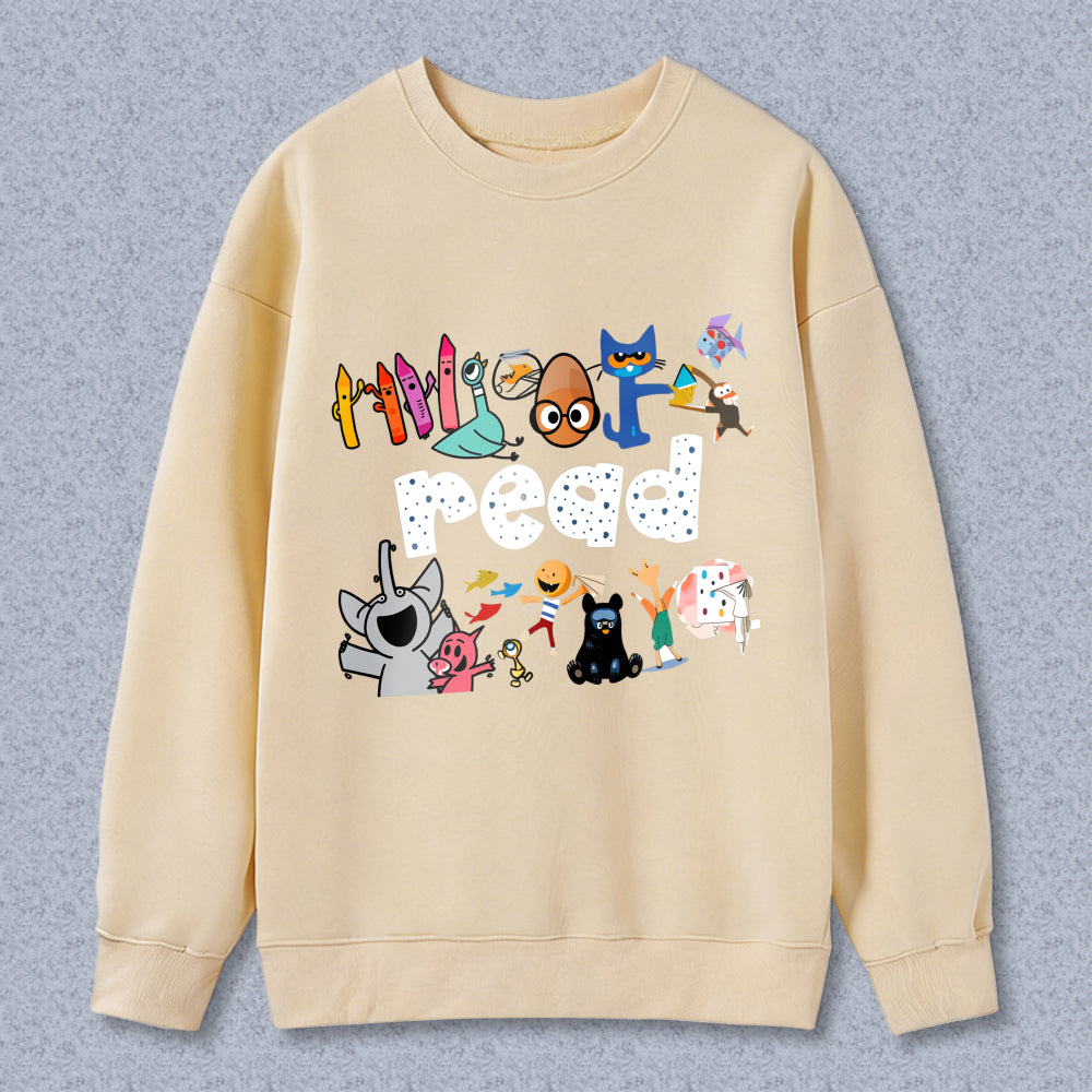 Wardrobecart Cartoon Characters And Colorful Letters Unisex Classic Sweatshirt