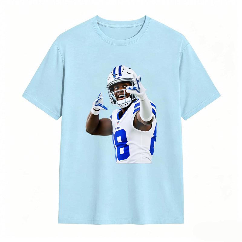 Football Player In Blue And White Uniform Making Peace Sign Unisex Classic T-shirt