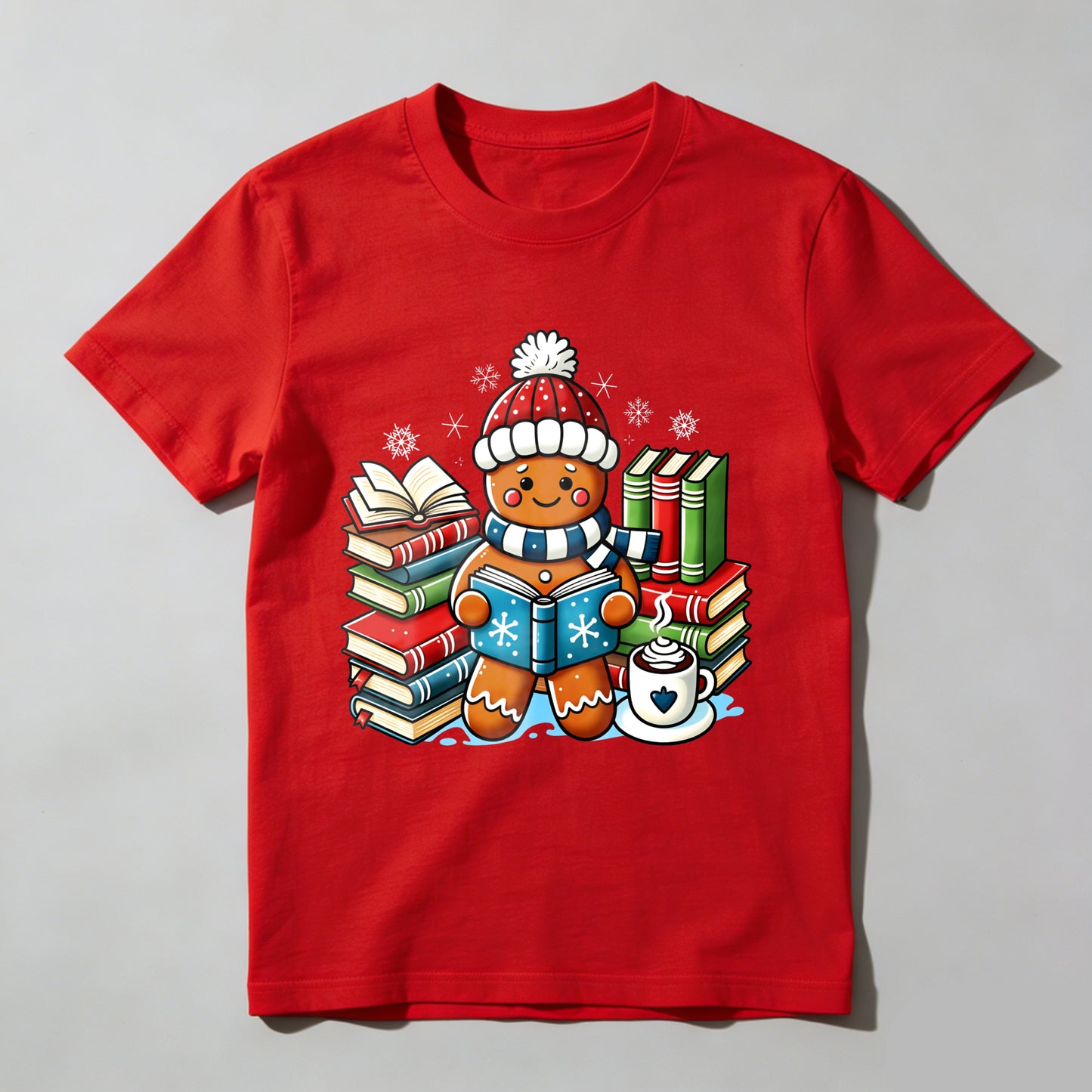 Wardrobecart Gingerbread Cookie Reading Books With Coffee Unisex Classic T-shirt