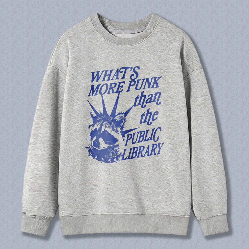 Wardrobecart What's More Punk Than The Public Library Raccoon Graphic Unisex Classic Sweatshirt