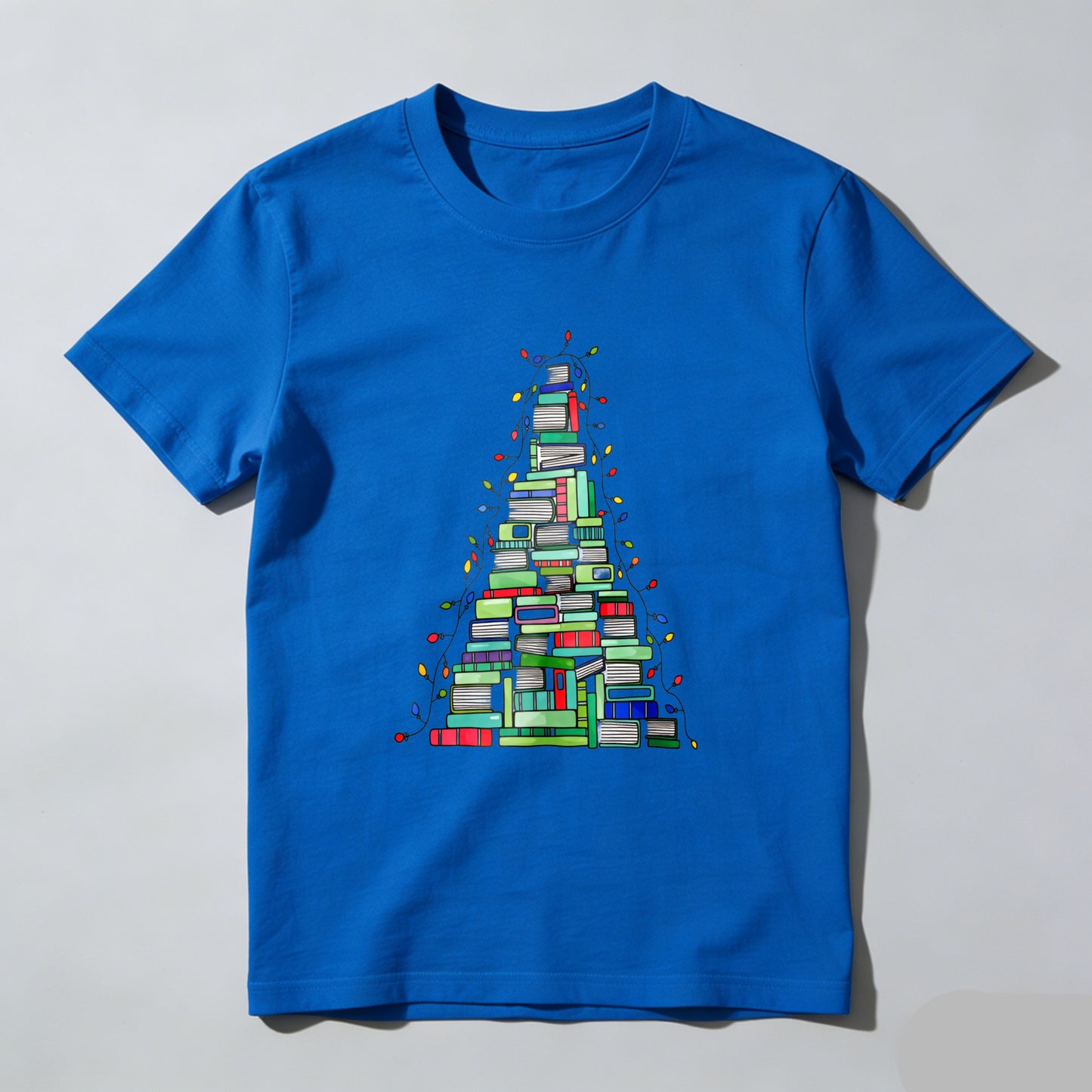 Wardrobecart Books Stacked Into Christmas Tree Shape Unisex Classic T-shirt