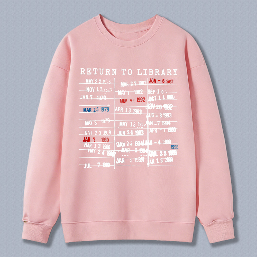 Wardrobecart Return To Library Date List Pattern Unisex Classic Sweatshirt
