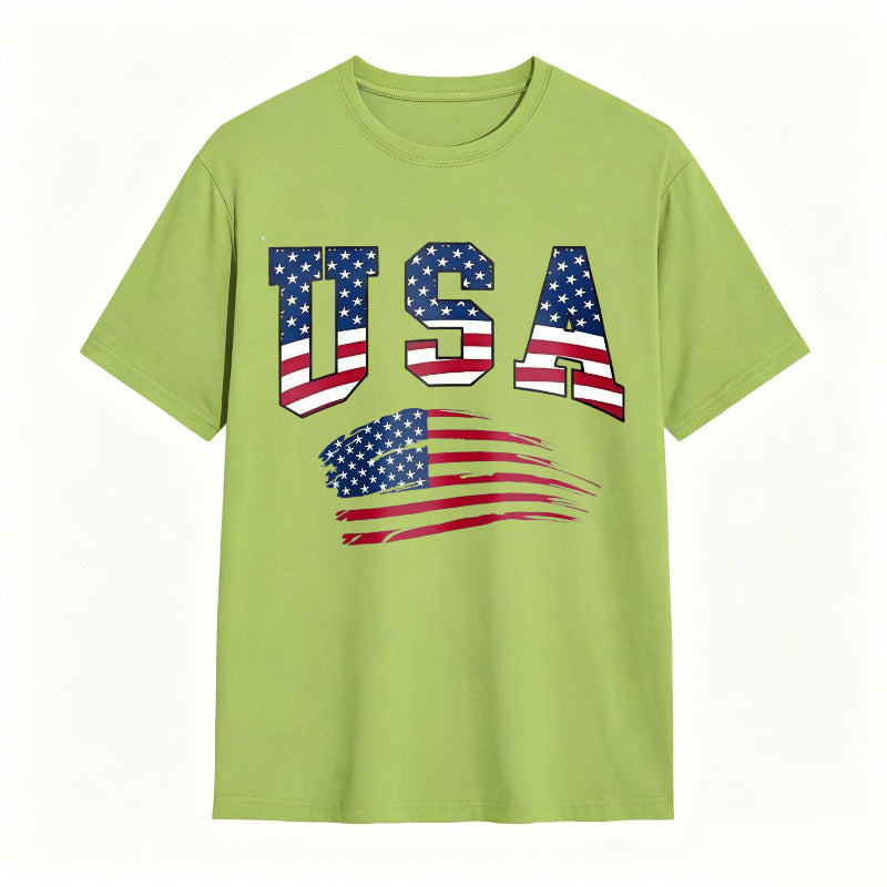 USA Letter American Flag Print Tee Shirt