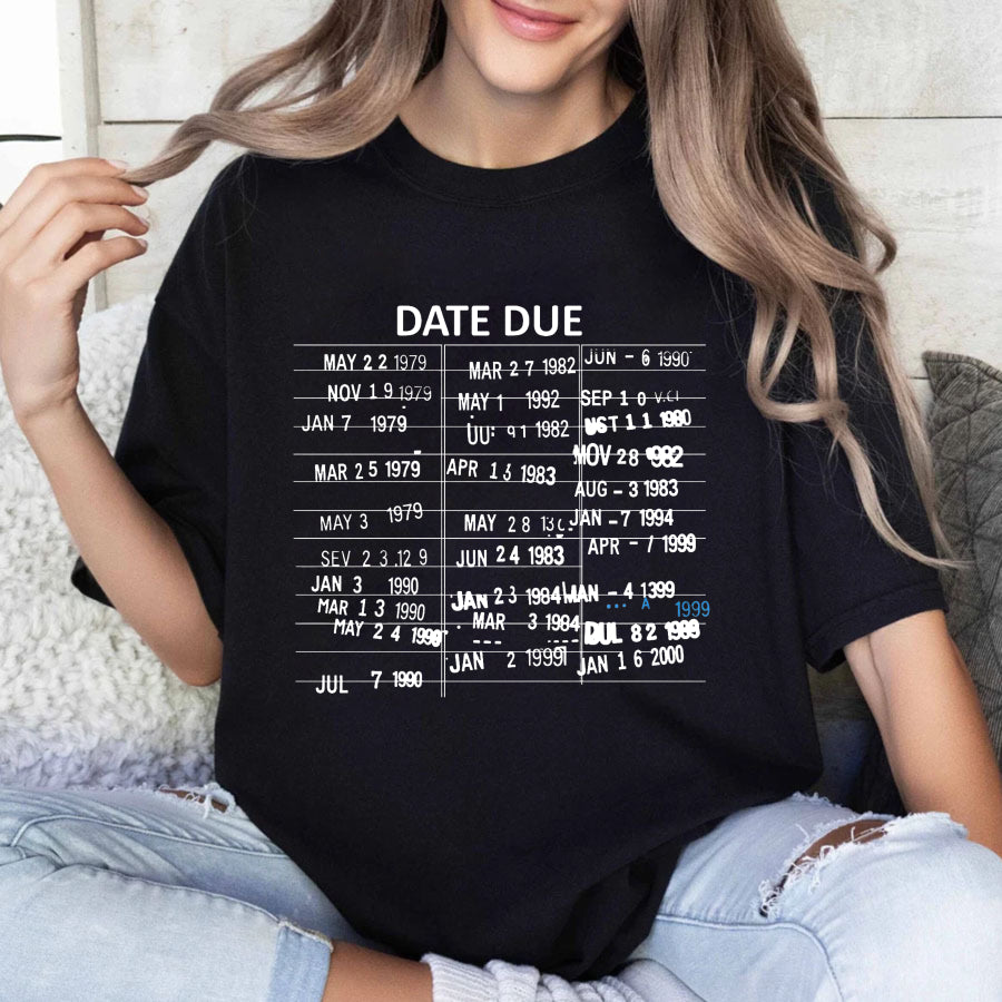 Wardrobecart Date Due Library Card Dates Unisex Classic T-shirt