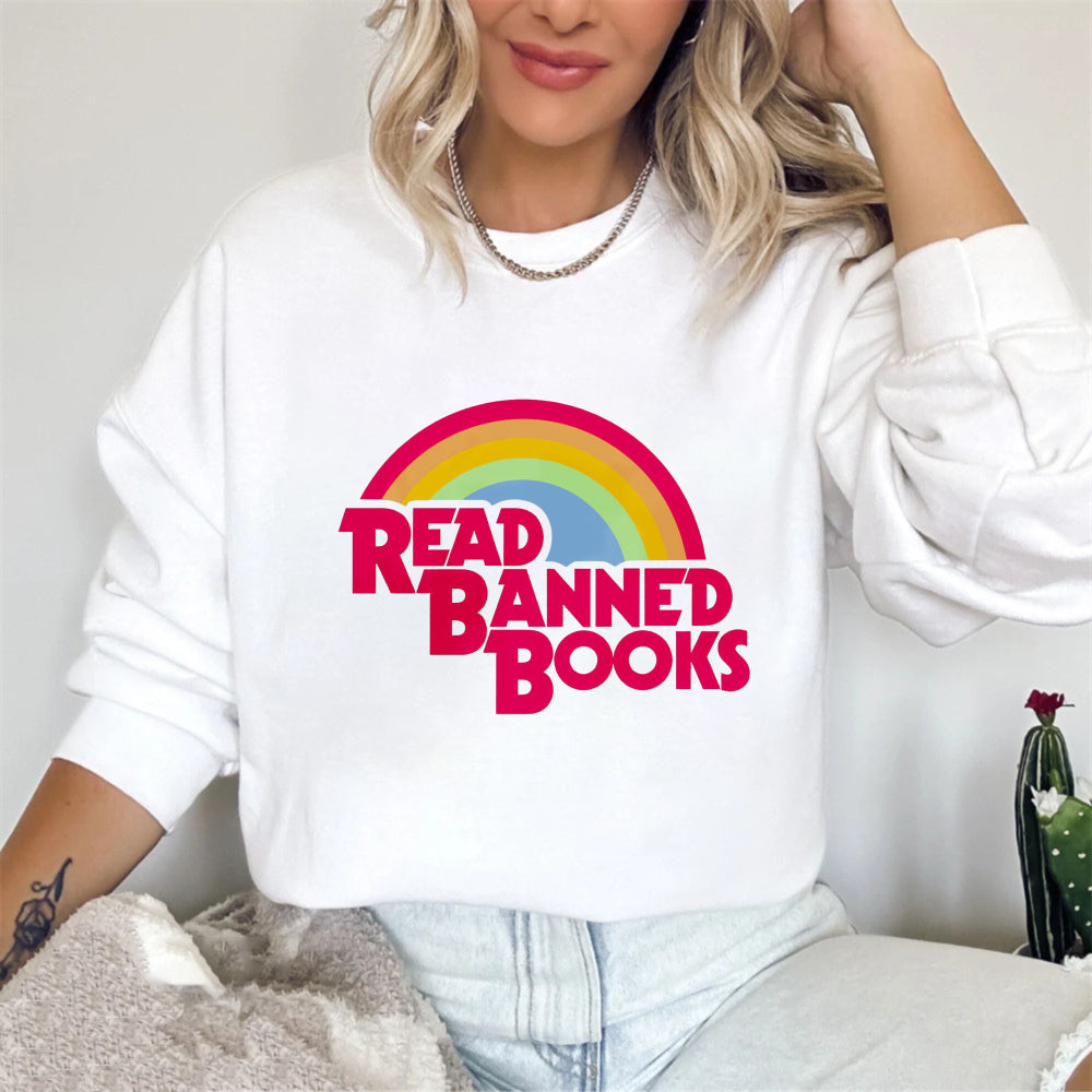 Wardrobecart Rainbow Read Banned Books Unisex Classic Sweatshirt