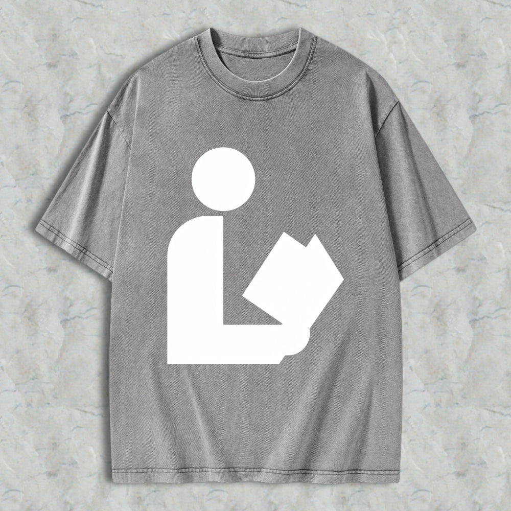 Wardrobecart Reading Person Icon Unisex Washed T-shirt